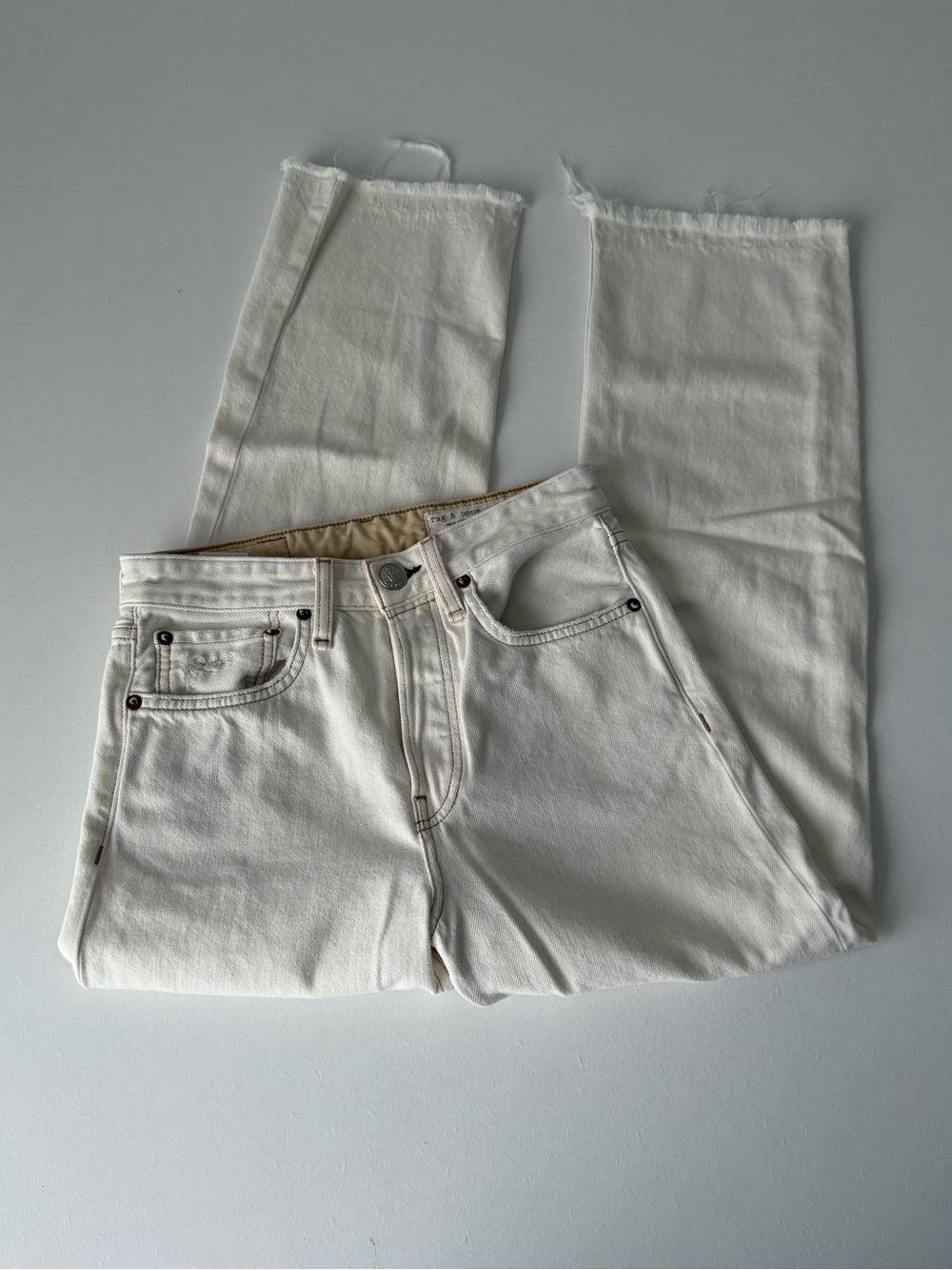 Cream Rag & Bone Maya High Rise Ankle Straight Jeans
